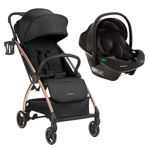 Trio Carrinho de Bebê Joy Preto + Bebê Conforto Prime + Base