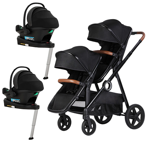 Kit Carrinho Duplo Go 2 + Bebê Conforto i-Prime (2unid) - Kikkaboo