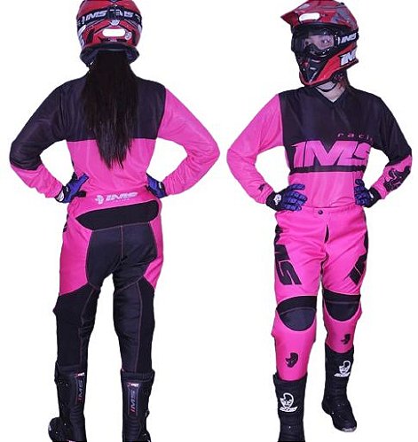 Conjunto Motocross Feminino Preto e Rosa IMS - CROSS & COMPANHIA RACING WEAR