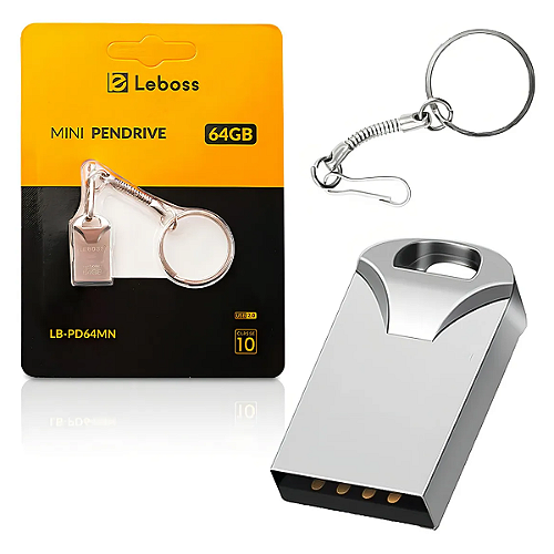 Mini Pendrive  64gb Usb 2.0 Com Chaveiro Leboss - LB-PD64MN