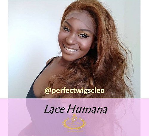 LACE DE CABELO HUMANO 60CM CASTANHO CHOCOLATE COM REFLEXOS - Perfect Wigs