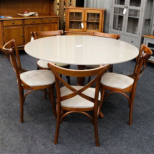 Conjunto Sala de Jantar Mesa Coyle com 6 Cadeiras Medalhão - Wood Prime  44669