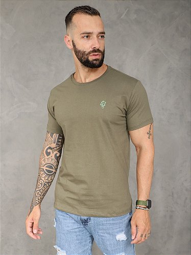 CAMISETA MASCULINA CALVIN KLEIN JEANS - VERDE KHAKI - T-Shirteria