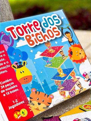 Jogo Educativo Torre de Hanói 6 Discos em Madeira Carimbras