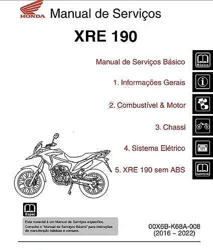 Manual de serviço manutenção (livro digital) honda NC750X 2022