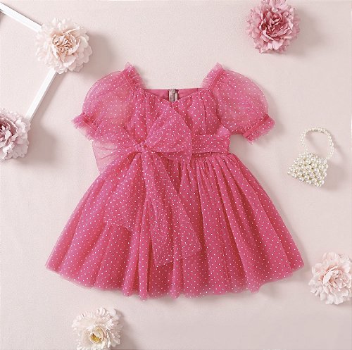 Vestido Infantil Barbie Rosa - Aura Baby- roupas para bebês