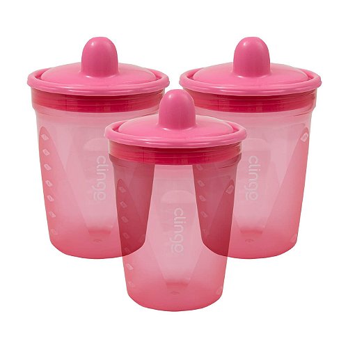Kit Copos de Transição Clingo com 3 Unidades (250ml) – Rosa