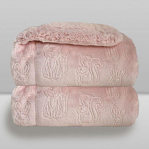 Cobertor Bebê Plush com Sherpa Ferrete 0,90 x 1,10 Rosa Quartzo
