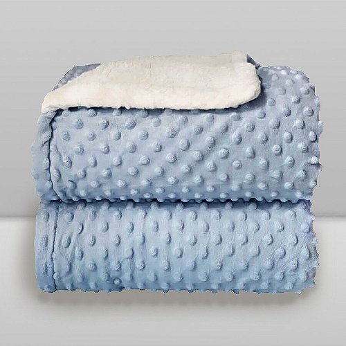 Cobertor Bebê Plush com Sherpa Dots 0,90 x 1,10 Azul Bebê