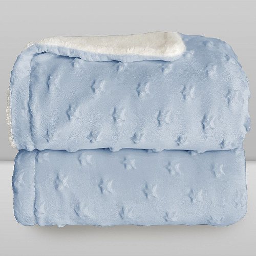 Cobertor Bebê Plush com Sherpa Stars 0,90 x 1,10 Azul
