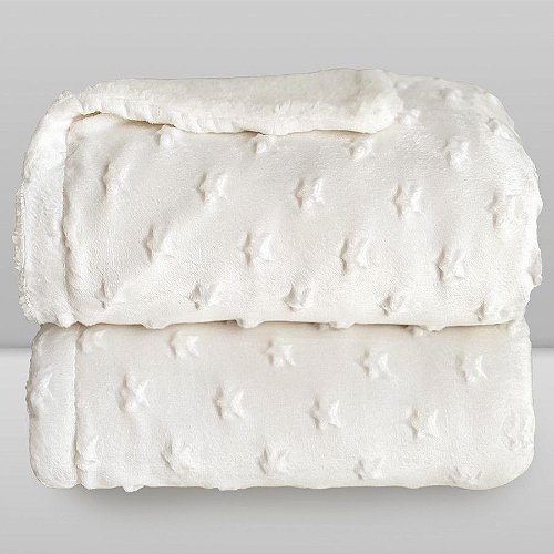 Cobertor Bebê Plush com Sherpa Stars 0,90 x 1,10 Branco