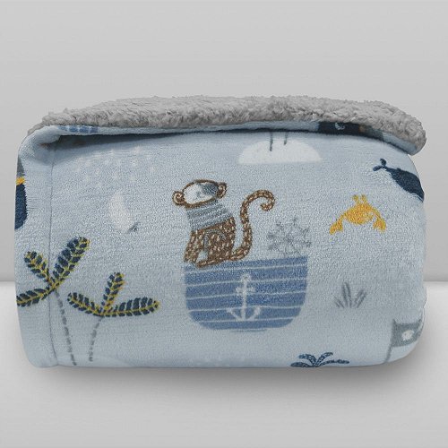 Cobertor Infantil Plush Print com Sherpa 1,27 x 1,52 Pirata Azul