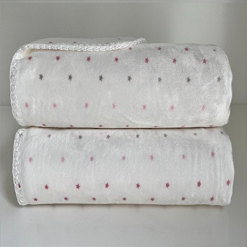 Manta Bebê Velvet Star 0,76 x 1,00 Rosa Bebê