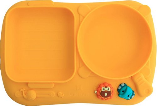 Prato de Silicone com Divisórias e Sucção Chef Amarelo - Marcus & Marcus