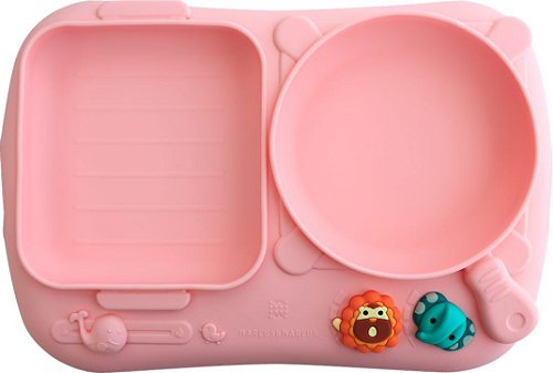 Prato de Silicone com Divisórias e Sucção Chef Rosa - Marcus & Marcus