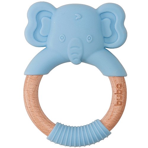 Mordedor em Silicone e Bambu Elefante Azul - Buba