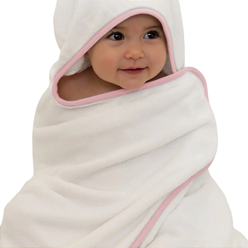 Toalha de Banho com Capuz Comfort Power Sec Rosa - Laço Bebê