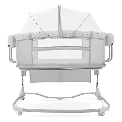Berço Balanço para Bebê Automático Bluetooth 2 Alturas Cinza Estampado - Mastela