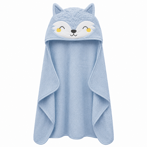 Toalha de Banho com Capuz Comfort Power Sec Raposa Azul - Laço Bebê