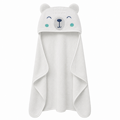 Toalha de Banho com Capuz Comfort Power Sec Urso Branco - Laço Bebê
