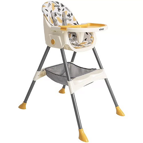 Cadeira de Alimentação 2 em 1 Papinha Folhas Amarela - Kiddo
