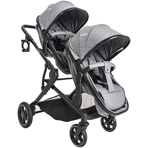 Carrinho de Bebê Para 2 Crianças Pair Melange Cinza - Kiddo