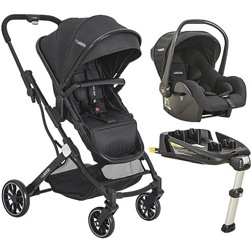 Carrinho de Bebê Zig Zag Com Bebê Conforto Casulo Click E Base Isofix Preto - Kiddo