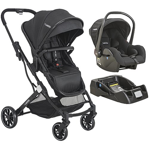 Carrinho de Bebê Zig Zag Com Bebê Conforto Casulo Click E Base Preto - Kiddo