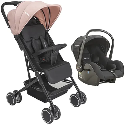 Carrinho de Bebê Mascote + Bebe Conforto Melange Rosa Whoop Kiddo