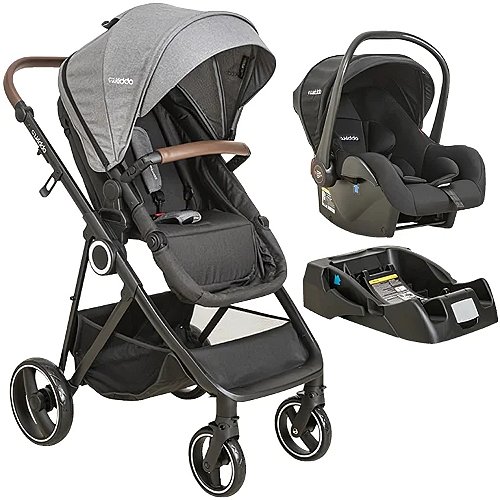 Carrinho de Bebê Cosmos Com Bebe Conforto E Base Melange Grafite - Kiddo