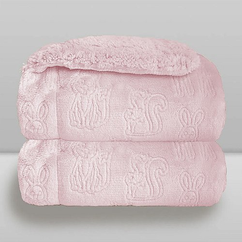 Cobertor Bebê Plush com Sherpa Ferrete 0,90 x 1,10 Rosa Bebê