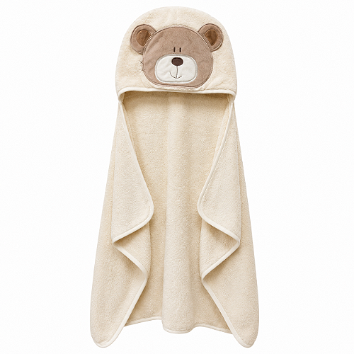 Toalha de Banho com Capuz Comfort Power Sec Urso Bege - Laço Bebê