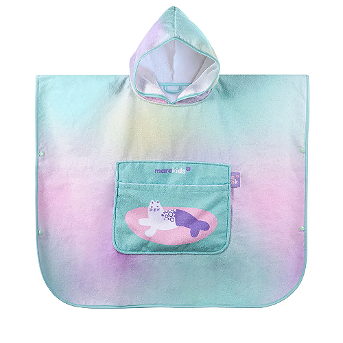 Toalha Poncho Gatinha Sereia Multicolorido - Marckids
