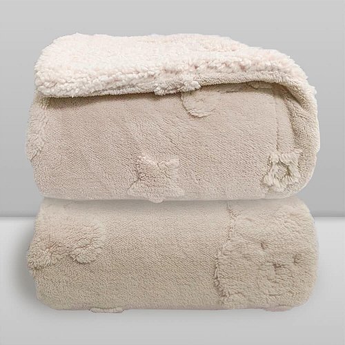 Cobertor Bebê Plush com Sherpa 0,90 x 1,10 Urso Bege