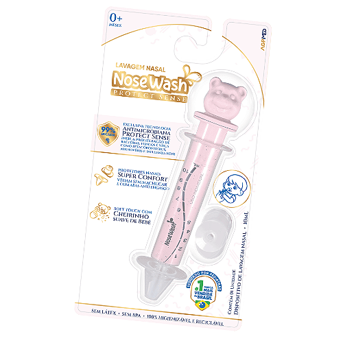 Seringa para Lavagem Nasal Protect Sense Urso Rosa Nosewash