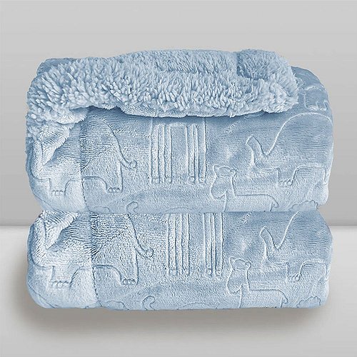 Cobertor Bebê Plush com Sherpa Ferrete 0,90 x 1,10 Azul Bebê