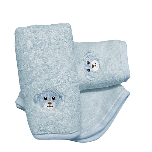 Kit Paninhos de Boca Babitas Bordado Cachorro Azul - Laço Bebê