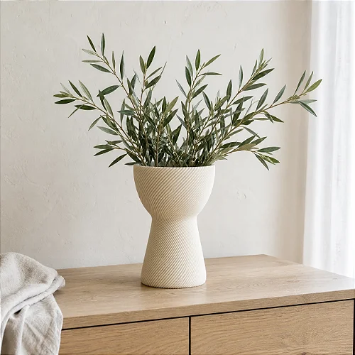 Vaso Ampulheta com Frisos Espirais Criandê