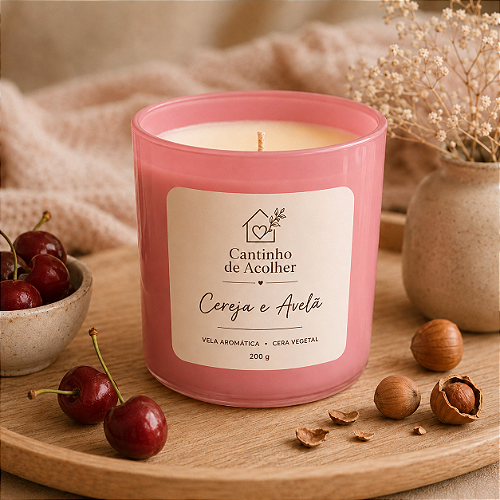 Vela Aromática Cereja & Avelã 200g Cantinho de Acolher - Criandê