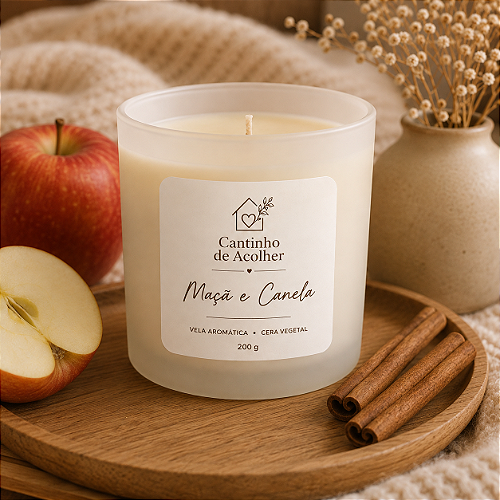Vela Aromática Maçã & Canela 200g Cantinho de Acolher - Criandê