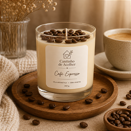 Vela Aromática Café Expresso 200g Cantinho de Acolher - Criandê