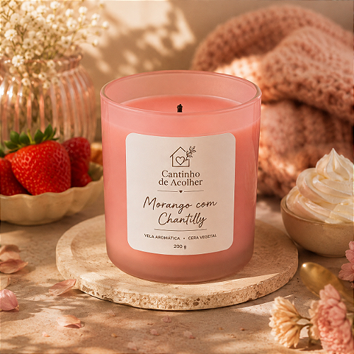 Vela Aromática Morango com Chantilly 200g Cantinho de Acolher - Criandê