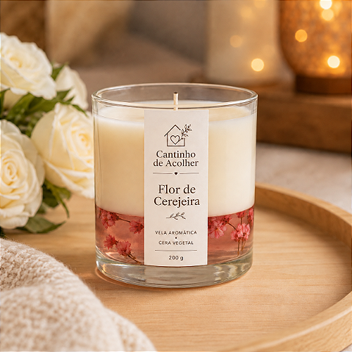 Vela Aromática em Gel Flor de Cerejeira 200g Cantinho de Acolher - Criandê
