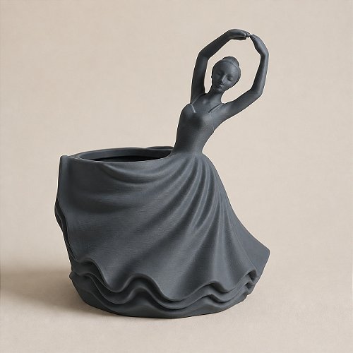 Porta-Canetas Bailarina Clássica Criandê Cinza