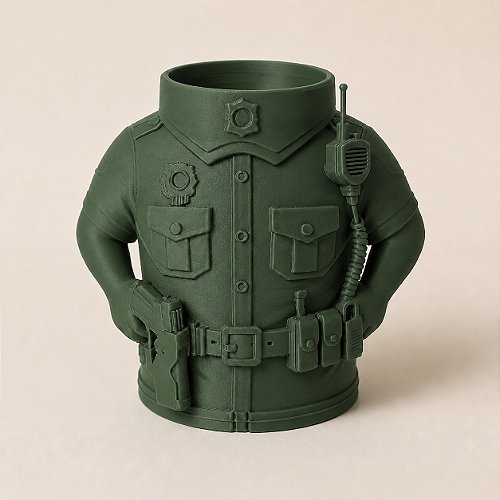 Porta-Canetas Policial em Uniforme Criandê Verde