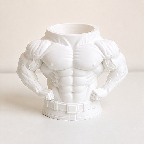 Porta-Canetas Torso de Fisiculturista Criandê Branco