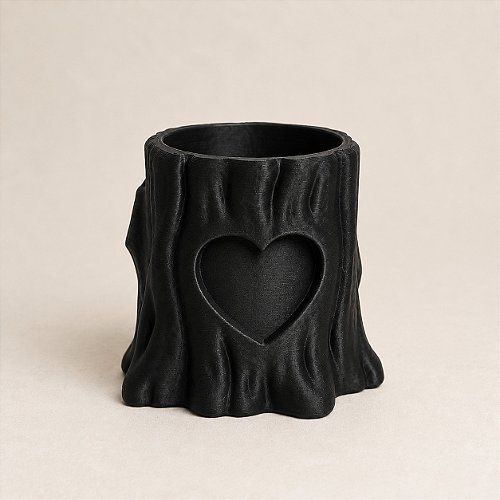 Porta-Canetas Tronco com Coração Criandê Preto