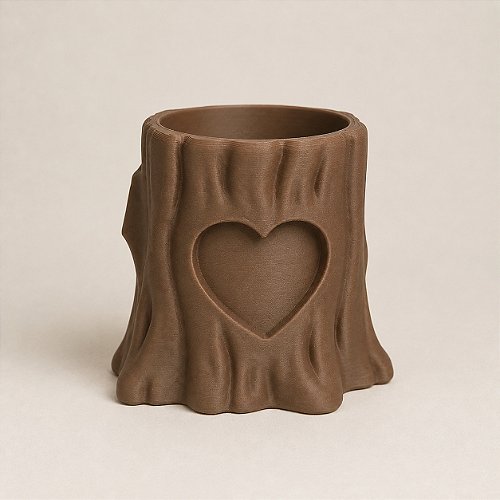 Porta-Canetas Tronco com Coração Criandê Wood