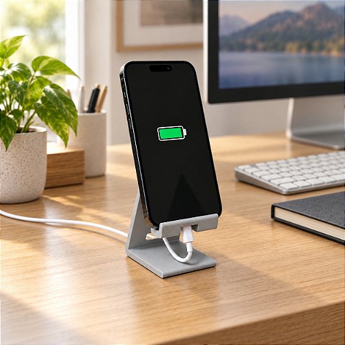 Suporte para Celular com Passagem para Cabo Criandê Cinza