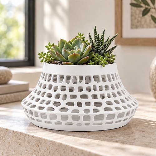 Vaso Karen Voronoi Baixo Criandê Branco